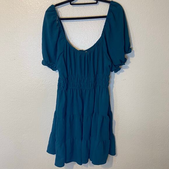 Liberty Love Teal Tiered Boho Midi Dress Plus Size 3XL - Picture 4 of 8